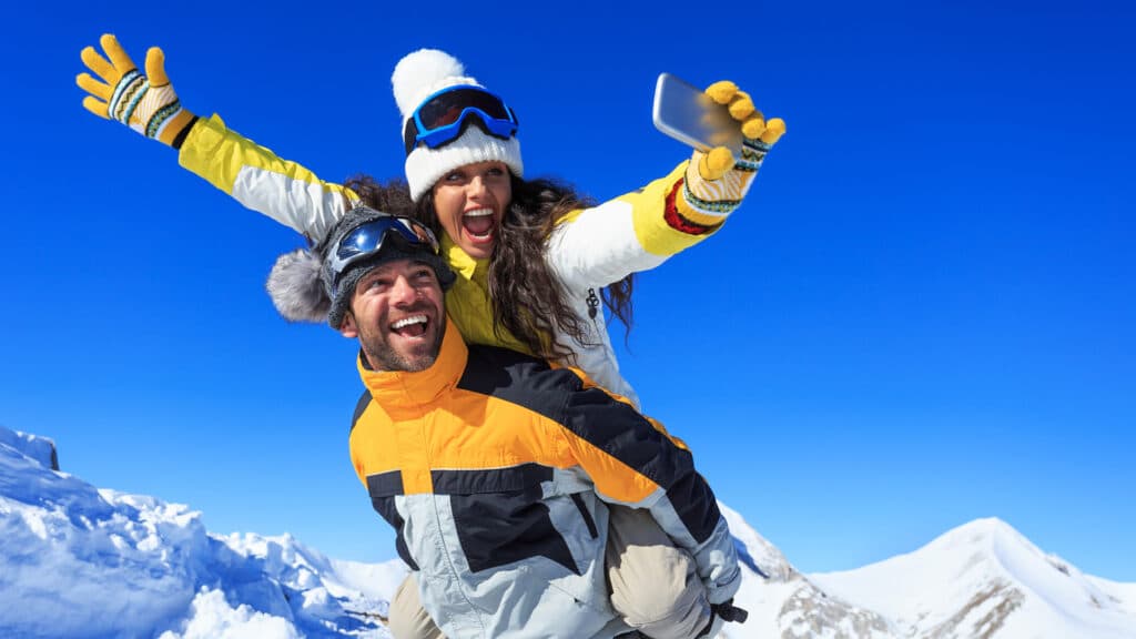 couple on ski vacation