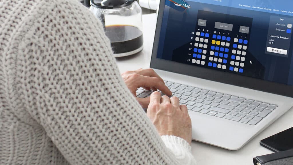 booking a flight online and selecting seats