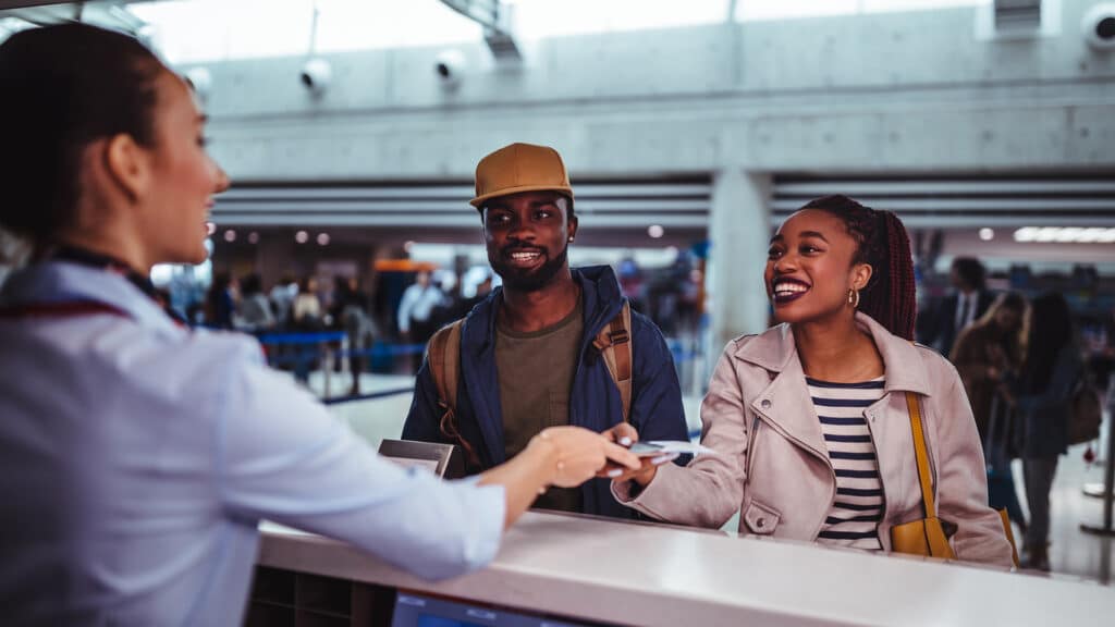 couple at check in counter