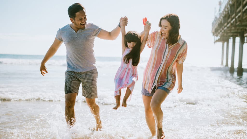 family by the pier