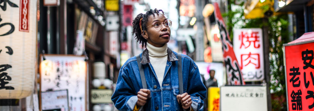 person traveling in Tokyo, Japan