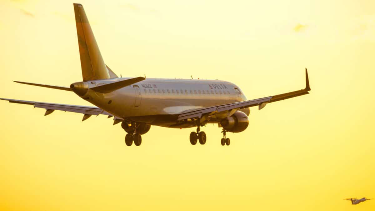 Delta plane at sunset