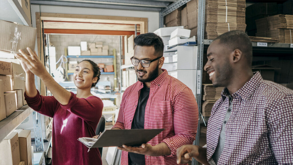 small business workers with boxes