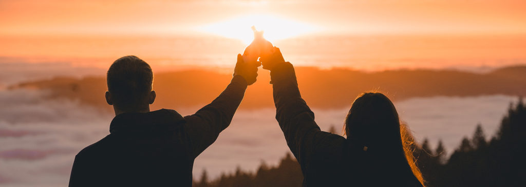 cheers at sunset