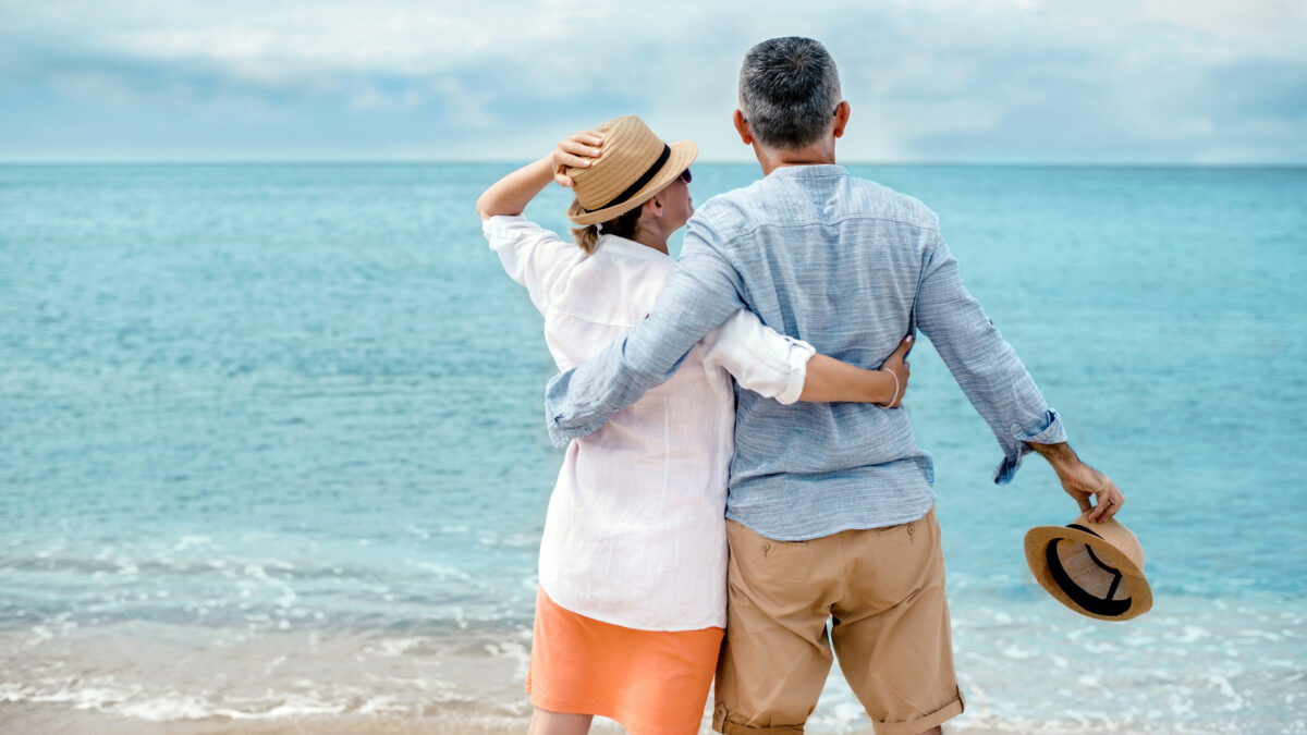 mature couple on beach